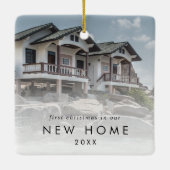 Foto van Chic First Kerstmis in ons nieuwe startpu Keramisch Ornament (Achterkant)