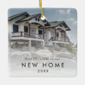 Foto van Chic First Kerstmis in ons nieuwe startpu Keramisch Ornament (Voorkant)