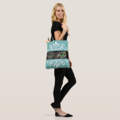 Foto van Chic-florvectorkattenogen op blauwgroen Tote Bag (Op model)