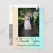 Foto van Chic Glitter Modern Weddenschap Bedankt Briefkaart (Voorkant / Achterkant)