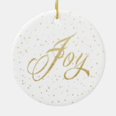 Foto van Chic Gold & White Joy Holiday Keramisch Ornament (Achterkant)