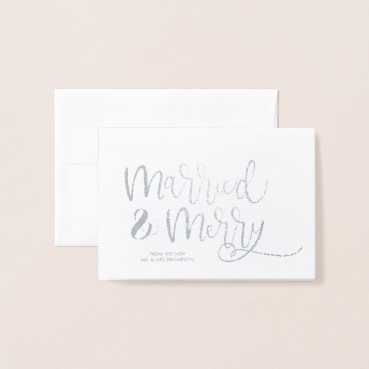 Foto van Chic Married & Merry kerstbruiloft Folie Kaarten (Voorkant met envelop)