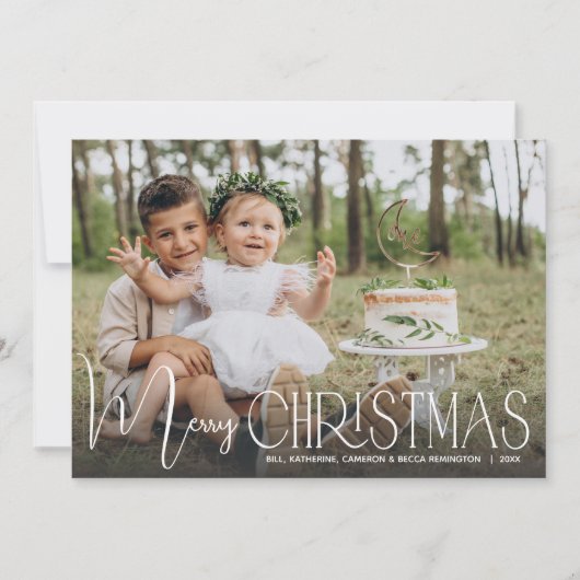 Foto van Chic Merry-kerstscript Feestdagenkaart (Voorkant)