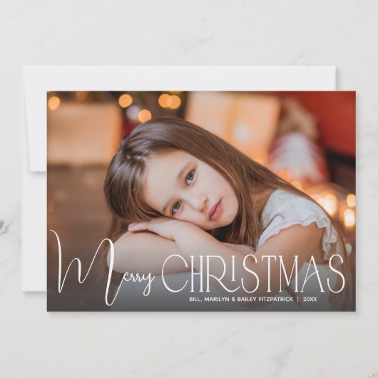 Foto van Chic Merry-kerstscript Feestdagenkaart (Voorkant)