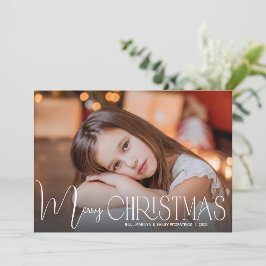 Foto van Chic Merry-kerstscript Feestdagenkaart (Staand voorkant)