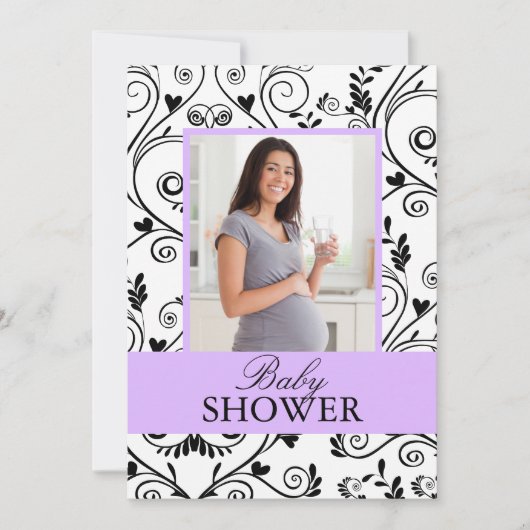 Foto van Chic MMamma Foto Paarse Baby Shower Invit Kaart (Voorkant)