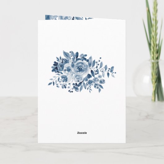 Foto van Chic navy blue floral Happy Kaart (Achterkant)