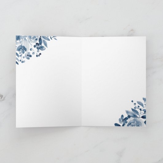 Foto van Chic navy blue floral Happy Kaart (Binnen)