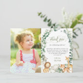 Foto van Chic Oerwoud Animals Greenery 1st Birthda Bedankkaart (Staand voorkant)