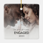 Foto van Chic Our First kerst Engaged Keramisch Ornament (Achterkant)