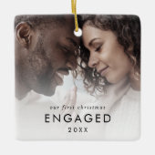 Foto van Chic Our First kerst Engaged Keramisch Ornament (Voorkant)