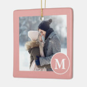 Foto van Chic Pink en White Keramisch Ornament (Links)