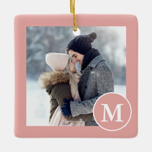 Foto van Chic Pink en White Keramisch Ornament (Voorkant)