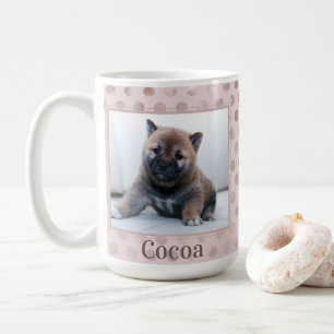 Foto van Chic Pink Polka Dot Pet Koffiemok