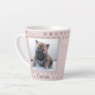 Foto van Chic Pink Polka Dot Pet Latte Mok