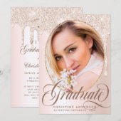 Foto van Chic Pink Virtuele GraduPartij Foto Kaart (Voorkant / Achterkant)