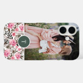Foto van Chic Pink Waterverf Floral Monogram & Fot Case-Mate iPhone Case (Achterkant (horizontaal))