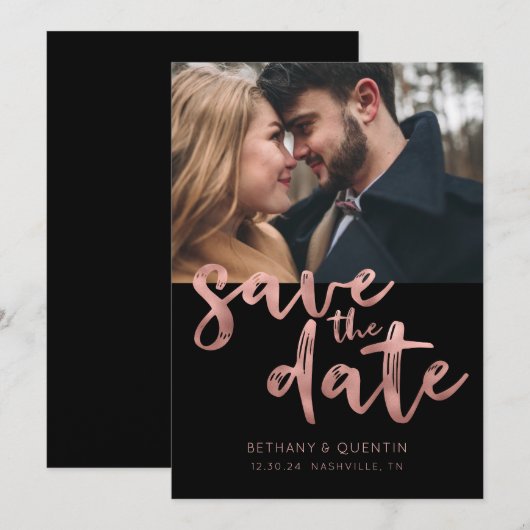 Foto van Chic Roos Gold Foil-penseel Save The Date (Voorkant / Achterkant)