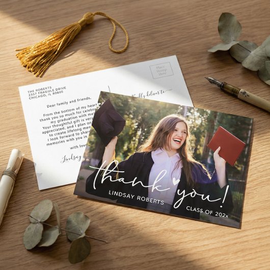 Foto van Chic Script Afstuderen - Hartelijk dank Briefkaart