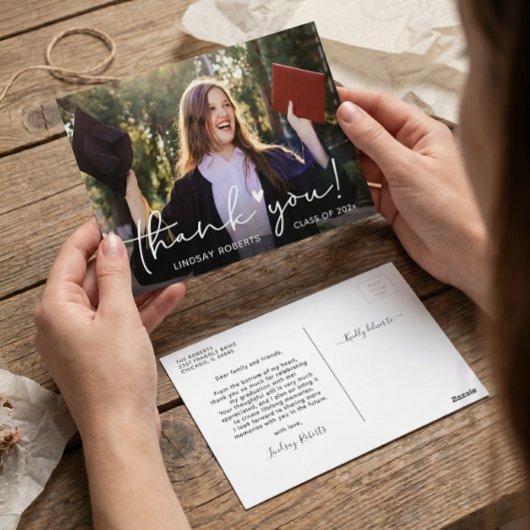 Foto van Chic Script Afstuderen - Hartelijk dank Briefkaart