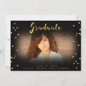 Foto van Chic Script Faux Gold Foil Confetti Afstu Kaart (Voorkant)