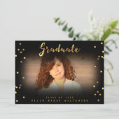 Foto van Chic Script Faux Gold Foil Confetti Afstu Kaart (Staand voorkant)