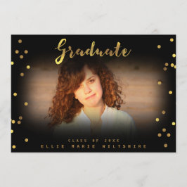 Foto van Chic Script Faux Gold Foil Confetti Afstu Kaart