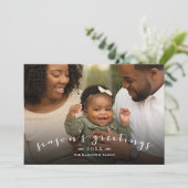 Foto van Chic Script Overlay van Greetings van sei Feestdagenkaart (Staand voorkant)