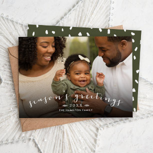 Foto van Chic Script Overlay van Greetings van sei Feestdagenkaart