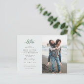 Foto van Chic Simple Blue & Green Branch Wedding Uitnodiging Briefkaart (Staand voorkant)