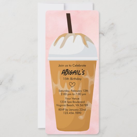 Foto van Chic Trendy Blush Pink Iced Koffee Birthd Kaart (Voorkant)