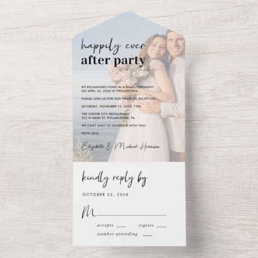 Foto van Chic Wedding Reception All In One Uitnodiging (Binnen)