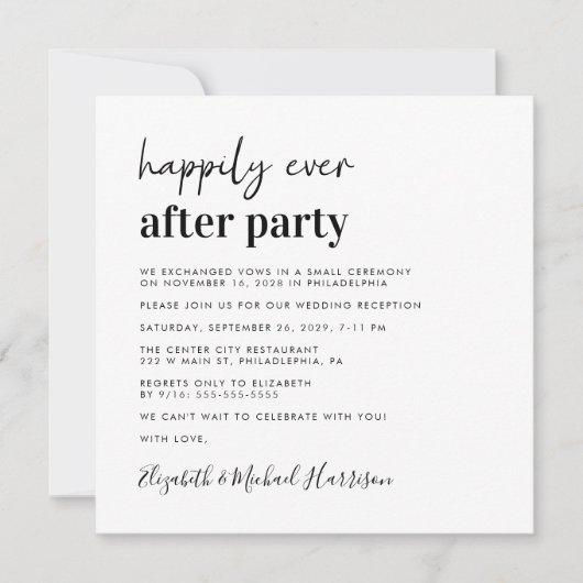 Foto van Chic Wedding Reception Kaart (Voorkant)