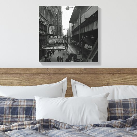 Foto van Chicago Blackhawk Restaurant 1960 Canvas Afdruk (Insitu (Slaapkamer))