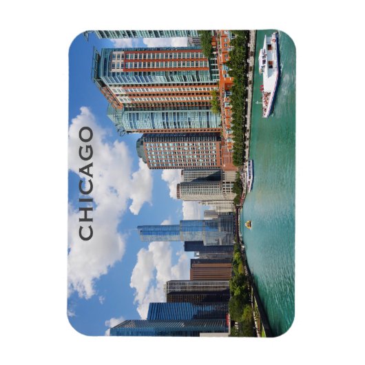 Foto van Chicago Illinois Skyline Magneet (Verticaal)