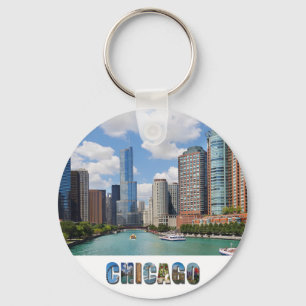 Foto van Chicago River Skyline Travel Sleutelhanger