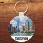 Foto van Chicago River Skyline Travel Sleutelhanger (Achterkant)