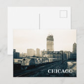Foto van Chicago Sears Tower Construction Train Briefkaart (Voorkant / Achterkant)