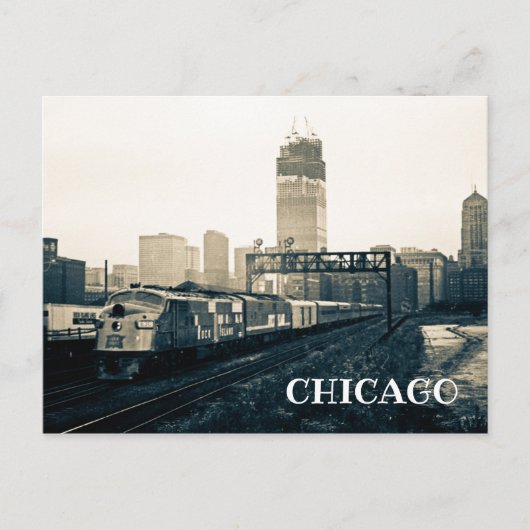 Foto van Chicago Sears Tower Construction Train Briefkaart (Voorkant)