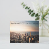 Foto van Chicago Sunset - Save the Date Post Kaart (Staand voorkant)