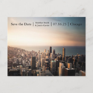 Foto van Chicago Sunset - Save the Date Post Kaart