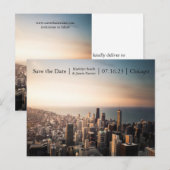 Foto van Chicago Sunset - Save the Date Post Kaart (Voorkant / Achterkant)