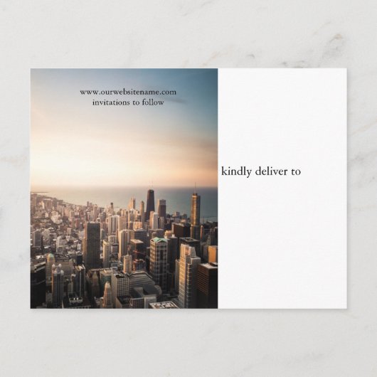 Foto van Chicago Sunset - Save the Date Post Kaart (Achterkant)