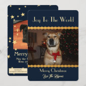 Foto van Christmas Add Image Template Blue Gold Feestdagenkaart (Voorkant / Achterkant)