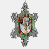 Foto van Christmas Holly Berries Tin Sneeuwvlok Ornament (Links)