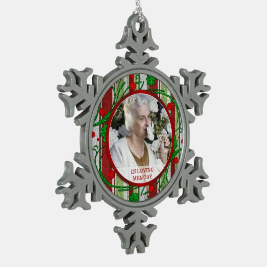 Foto van Christmas Holly Berries Tin Sneeuwvlok Ornament (Links)