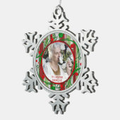 Foto van Christmas Holly Berries Tin Sneeuwvlok Ornament (Rechts)