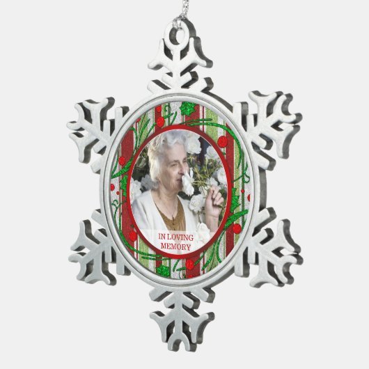 Foto van Christmas Holly Berries Tin Sneeuwvlok Ornament (Rechts)