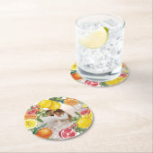 Foto van Citrus Waterverf Botanical Wedding Ronde Kartonnen Onderzetter (Insitu)