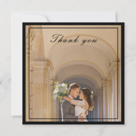 Foto van Classy & Elegant Black & Cream Ivory Wedd Bedankkaart